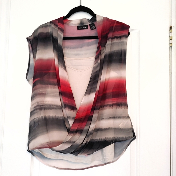 DKNY Jeans Tiki Stripe Wrap Blouse - Picture 2 of 6